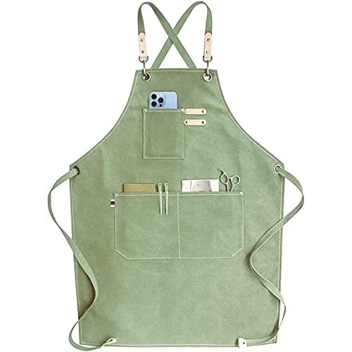 Adjustable canvas apron with pockets