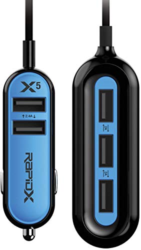 RapidX X5 car charger with 5 USB ports
