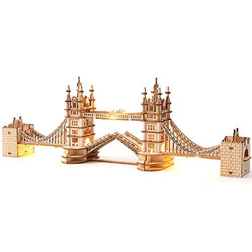 Wooden bridge 3D puzzle with LEDs