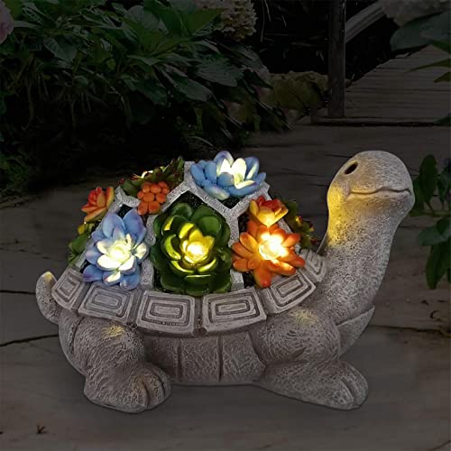 Solar garden outdoor turtle statue